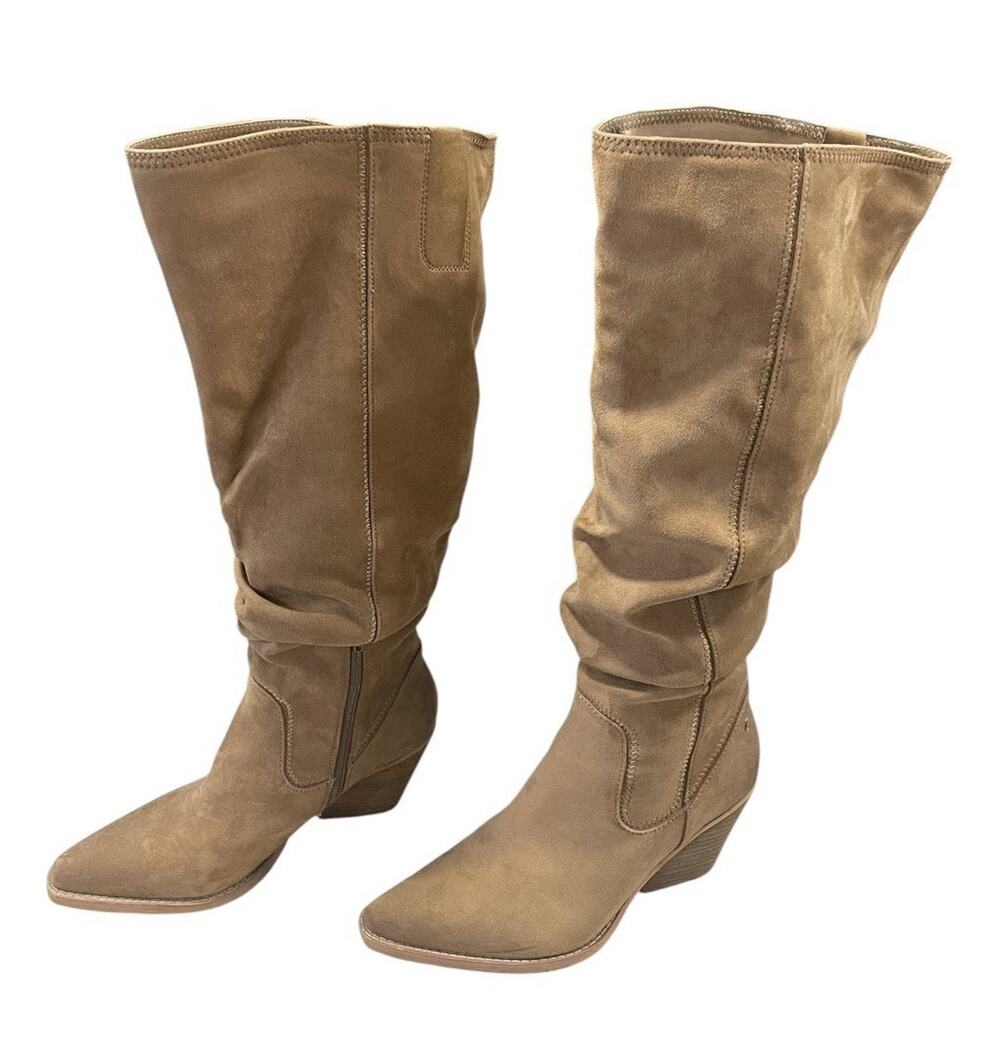 Zodiac Women's Brown Riau Slouchy Pointed-Toe Knee-High Western Boots Size 9.5